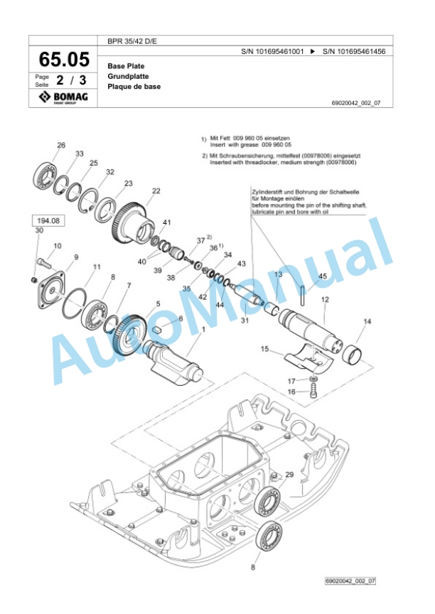 Bomag BPR 35-42 D-E Vibratory Plate Compactor Spare Parts Catalogue 00826515 3 Bomag BPR 35-42 D-E Vibratory Plate Compactor Spare Parts Catalogue 00826515-3