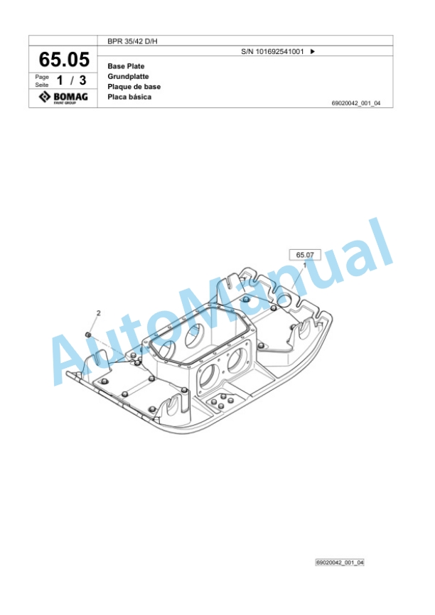 Bomag BPR 35-42 D-H Vibratory Plate Compactor Spare Parts Catalogue 00824311 4 Bomag BPR 35-42 D-H Vibratory Plate Compactor Spare Parts Catalogue 00824311-4