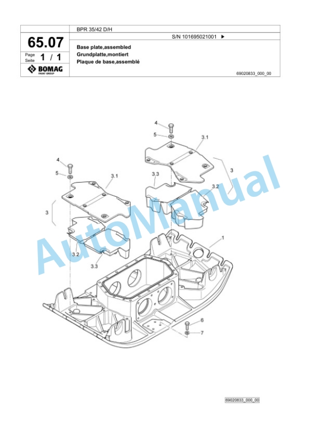 Bomag BPR 35-42 D-H Vibratory Plate Compactor Spare Parts Catalogue 00825527 5 Bomag BPR 35-42 D-H Vibratory Plate Compactor Spare Parts Catalogue 00825527-5