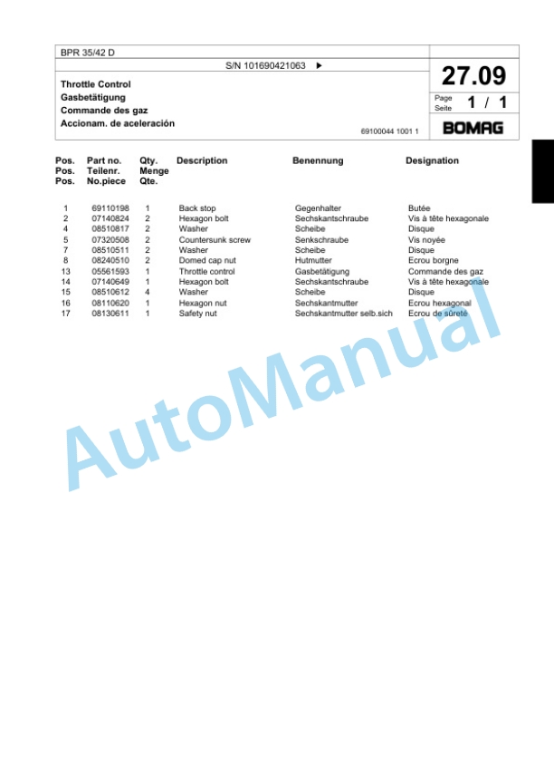 Bomag BPR 35-42 D Vibratory Plate Compactor Spare Parts Catalogue 00818087 2 Bomag BPR 35-42 D Vibratory Plate Compactor Spare Parts Catalogue 00818087-2