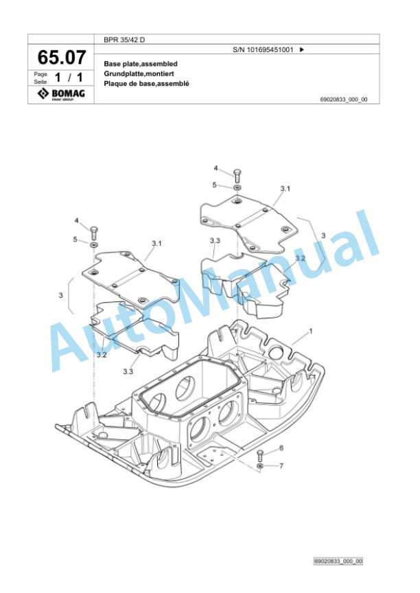 Bomag BPR 35-42 D Vibratory Plate Compactor Spare Parts Catalogue 00826513 4 Bomag BPR 35-42 D Vibratory Plate Compactor Spare Parts Catalogue 00826513-4