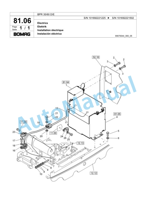 Bomag BPR 35-60 D-E Vibratory Plate Compactor Spare Parts Catalogue 00818763 4 Bomag BPR 35-60 D-E Vibratory Plate Compactor Spare Parts Catalogue 00818763-4