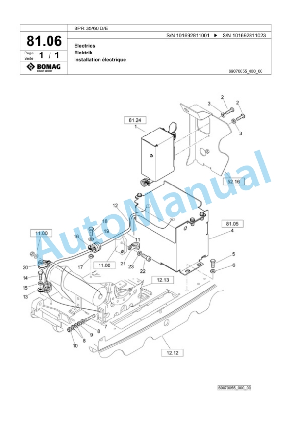 Bomag BPR 35-60 D-E Vibratory Plate Compactor Spare Parts Catalogue 00824793 4 Bomag BPR 35-60 D-E Vibratory Plate Compactor Spare Parts Catalogue 00824793-4