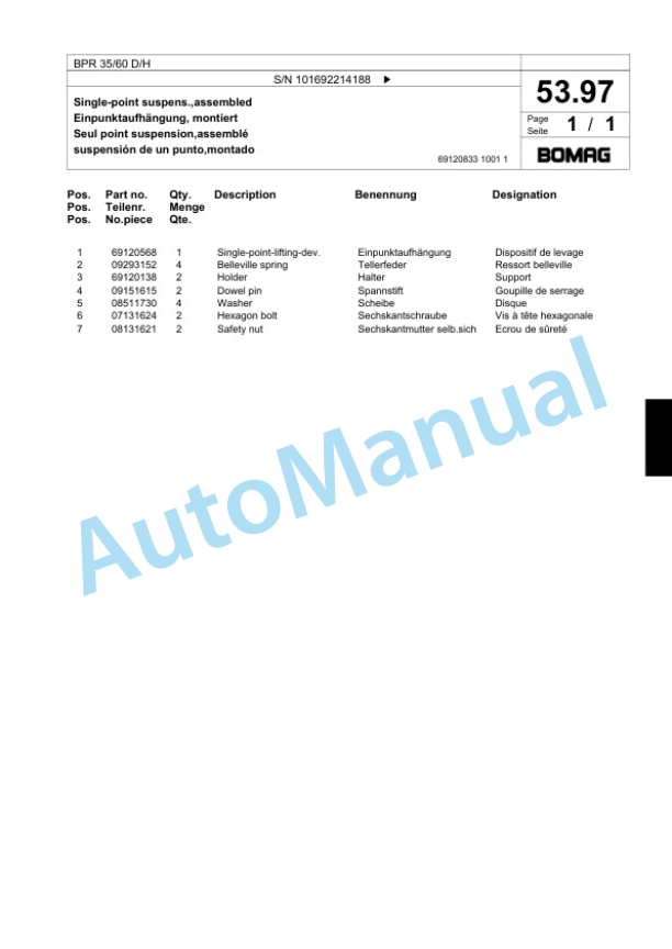 Bomag BPR 35-60 D-H Vibratory Plate Compactor Spare Parts Catalogue 00818761 3 Bomag BPR 35-60 D-H Vibratory Plate Compactor Spare Parts Catalogue 00818761-3