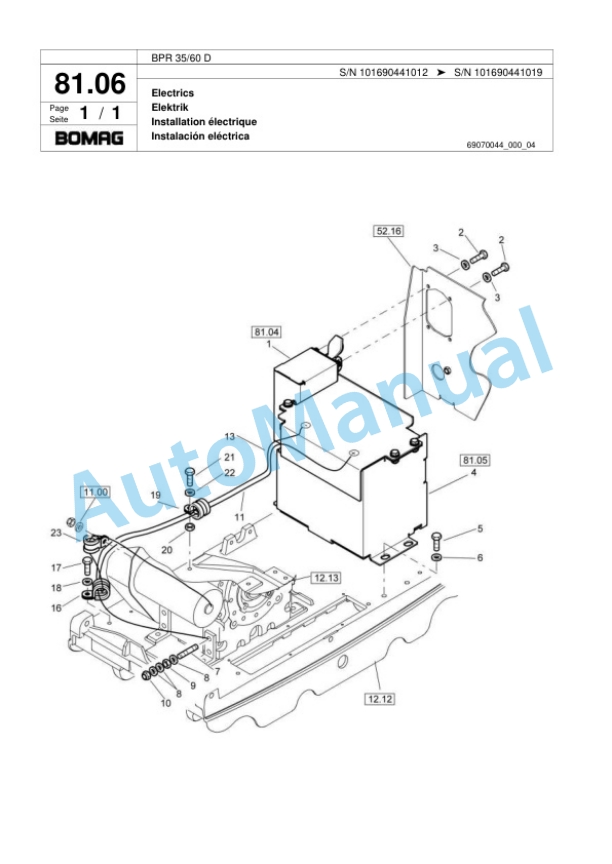Bomag BPR 35-60 D Vibratory Plate Compactor Spare Parts Catalogue 00818091 5 Bomag BPR 35-60 D Vibratory Plate Compactor Spare Parts Catalogue 00818091-5