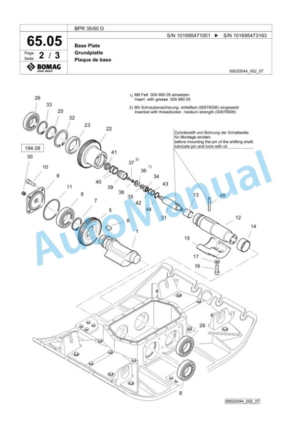 Bomag BPR 35-60 D Vibratory Plate Compactor Spare Parts Catalogue 00826517 3 Bomag BPR 35-60 D Vibratory Plate Compactor Spare Parts Catalogue 00826517-3