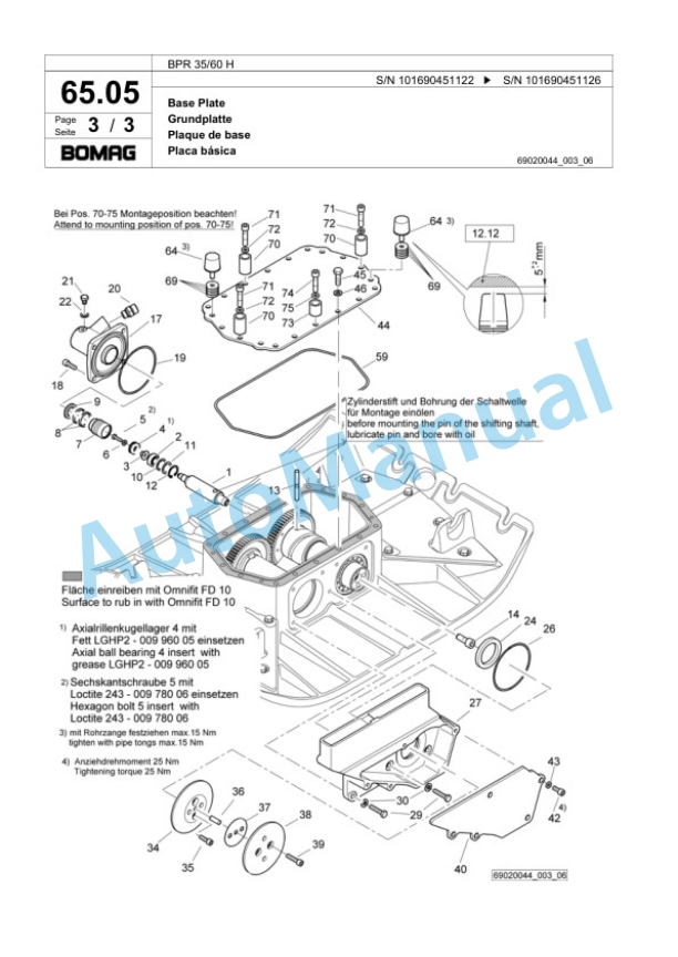 Bomag BPR 35-60 H Vibratory Plate Compactor Spare Parts Catalogue 00818093 3 Bomag BPR 35-60 H Vibratory Plate Compactor Spare Parts Catalogue 00818093-3