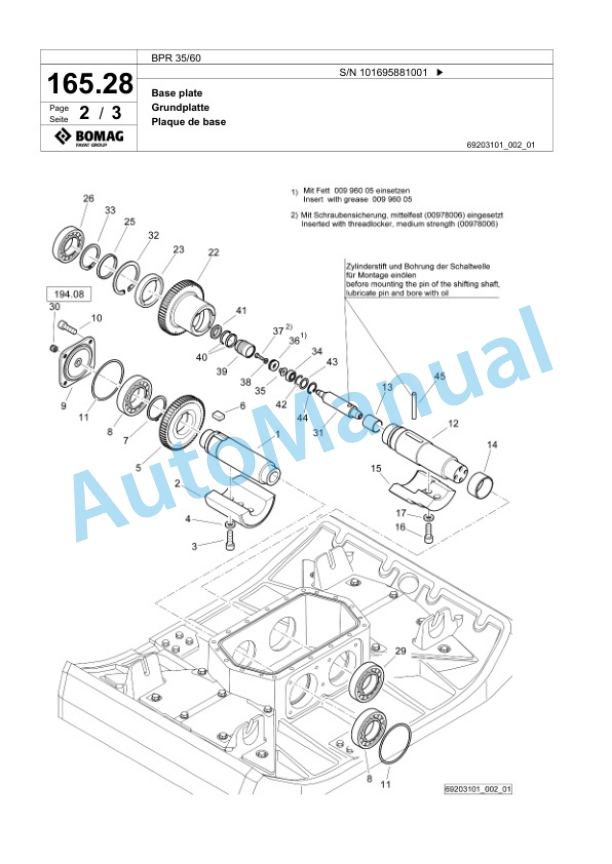 Bomag BPR 35-60 Vibratory Plate Compactor Spare Parts Catalogue 00827157 5 Bomag BPR 35-60 Vibratory Plate Compactor Spare Parts Catalogue 00827157-5