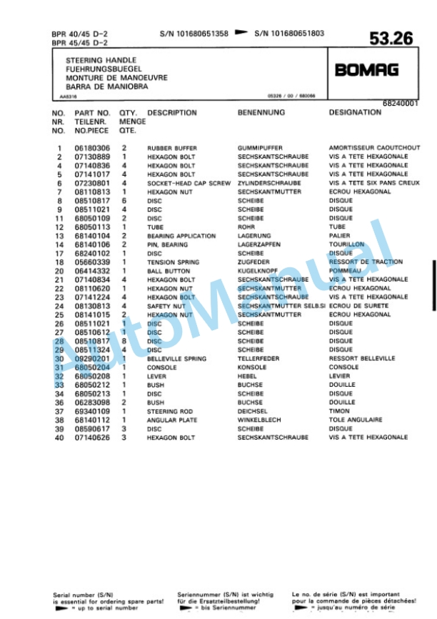 Bomag BPR 40-45 D-2, BPR 45-45 D-2 Vibratory Plate Compactor Spare Parts Catalogue 00810121 3 Bomag BPR 40-45 D-2, BPR 45-45 D-2 Vibratory Plate Compactor Spare Parts Catalogue 00810121-3