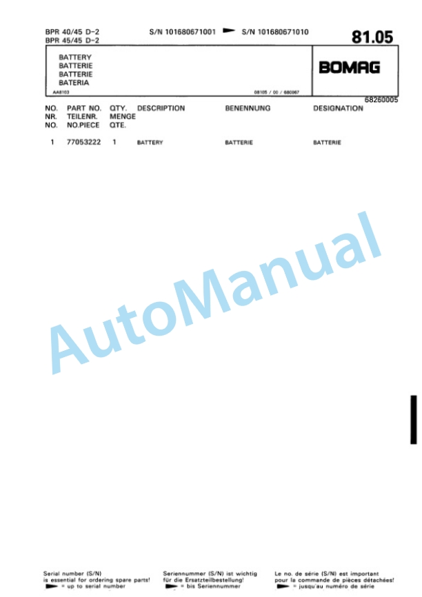 Bomag BPR 40-45 D-2, BPR 45-45 D-2 Vibratory Plate Compactor Spare Parts Catalogue 00819907 5 Bomag BPR 40-45 D-2, BPR 45-45 D-2 Vibratory Plate Compactor Spare Parts Catalogue 00819907-5