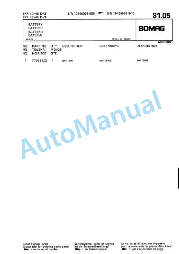 Bomag BPR 40-45 D-3, BPR 45-45 D-3 Vibratory Plate Compactor Spare Parts Catalogue 00811420 5 Bomag BPR 40-45 D-3, BPR 45-45 D-3 Vibratory Plate Compactor Spare Parts Catalogue 00811420-5