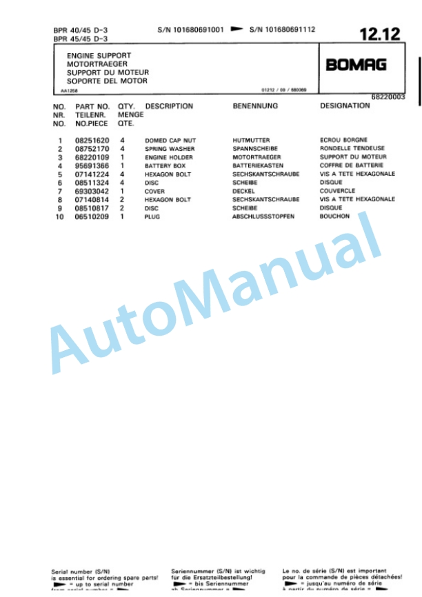 Bomag BPR 40-45 D-3, BPR 45-45 D-3 Vibratory Plate Compactor Spare Parts Catalogue 00811421 3 Bomag BPR 40-45 D-3, BPR 45-45 D-3 Vibratory Plate Compactor Spare Parts Catalogue 00811421-3