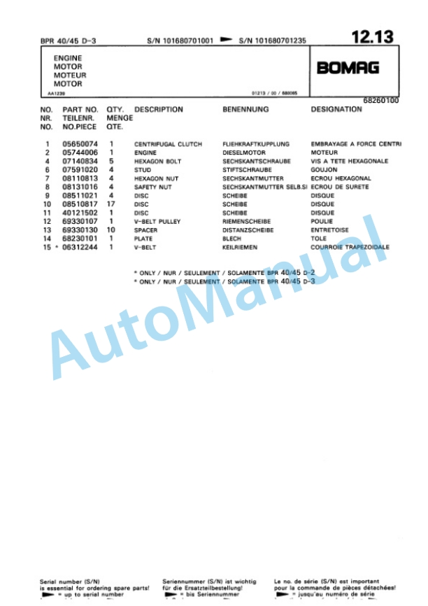 Bomag BPR 40-45 D-3, BPR 45-45 D-3 Vibratory Plate Compactor Spare Parts Catalogue 00811427 2 Bomag BPR 40-45 D-3, BPR 45-45 D-3 Vibratory Plate Compactor Spare Parts Catalogue 00811427-2