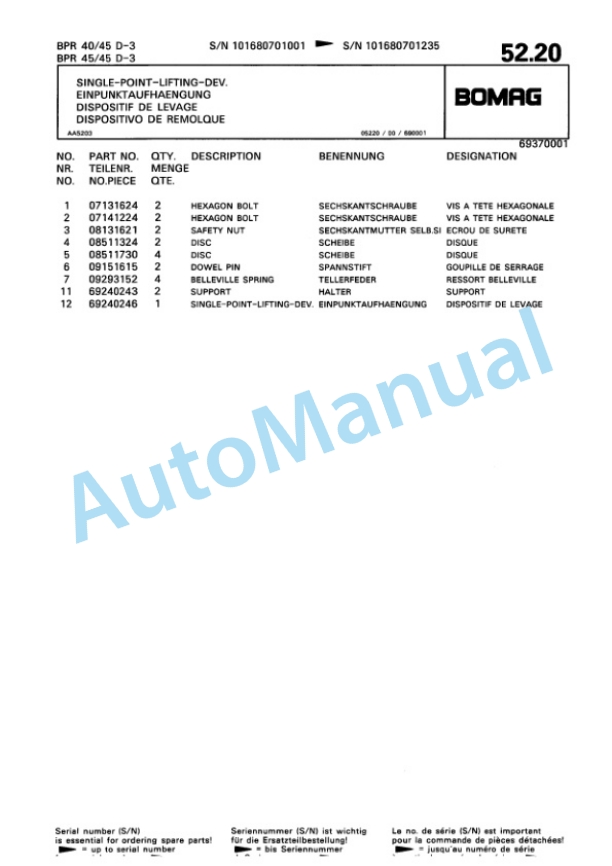 Bomag BPR 40-45 D-3, BPR 45-45 D-3 Vibratory Plate Compactor Spare Parts Catalogue 00811427 3 Bomag BPR 40-45 D-3, BPR 45-45 D-3 Vibratory Plate Compactor Spare Parts Catalogue 00811427-3