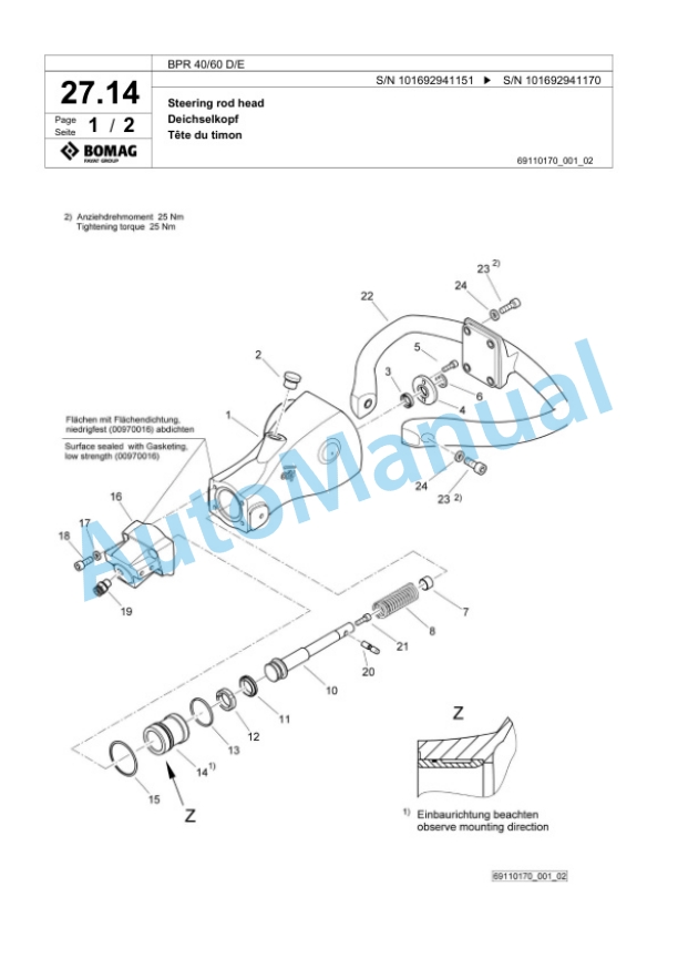 Bomag BPR 40-60 D-E Vibratory Plate Compactor Spare Parts Catalogue 00824897 2 Bomag BPR 40-60 D-E Vibratory Plate Compactor Spare Parts Catalogue 00824897-2