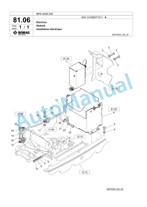 Bomag BPR 40-60 D-E Vibratory Plate Compactor Spare Parts Catalogue 00825545 5 Bomag BPR 40-60 D-E Vibratory Plate Compactor Spare Parts Catalogue 00825545-5