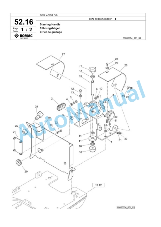 Bomag BPR 40-60 D-H Vibratory Plate Compactor Spare Parts Catalogue 00825543-3