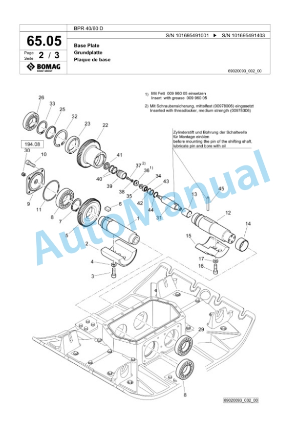 Bomag BPR 40-60 D Vibratory Plate Compactor Spare Parts Catalogue 00826521 4 Bomag BPR 40-60 D Vibratory Plate Compactor Spare Parts Catalogue 00826521-4