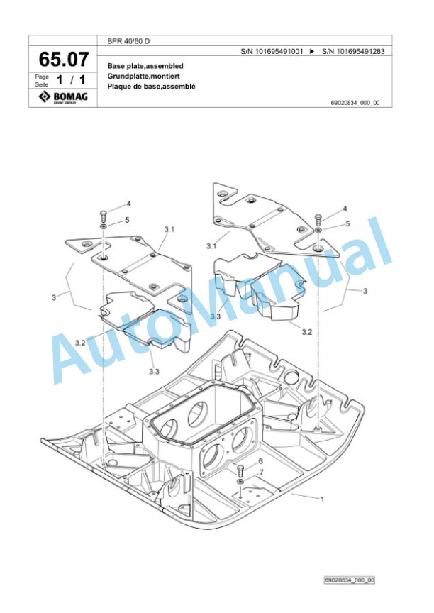 Bomag BPR 40-60 D Vibratory Plate Compactor Spare Parts Catalogue 00826521 5 Bomag BPR 40-60 D Vibratory Plate Compactor Spare Parts Catalogue 00826521-5