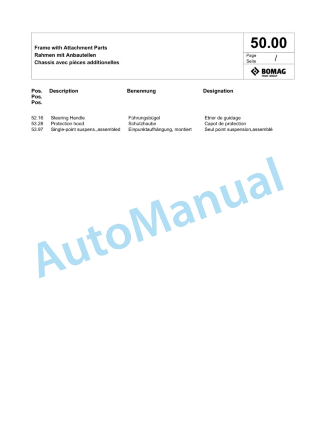 Bomag BPR 45-45 Vibratory Plate Compactor Spare Parts Catalogue 00826991 2 Bomag BPR 45-45 Vibratory Plate Compactor Spare Parts Catalogue 00826991-2