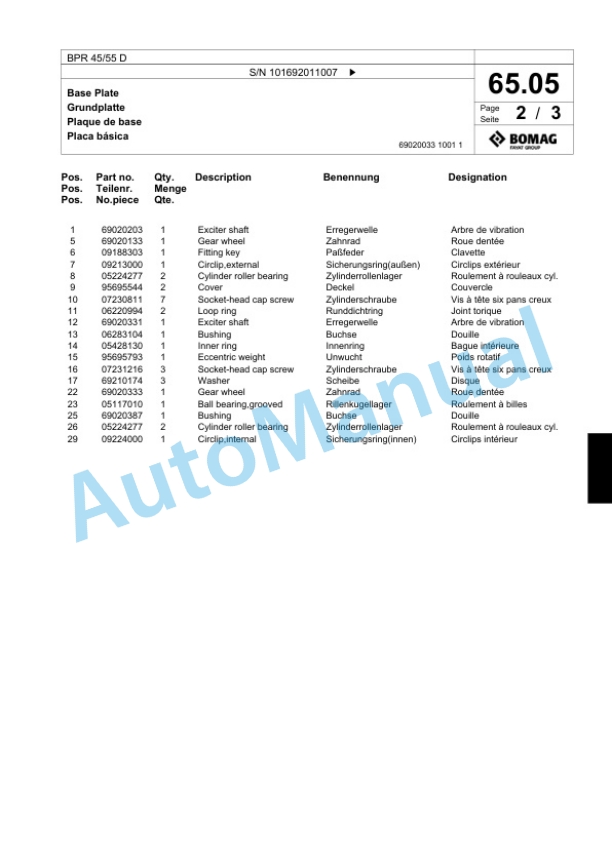 Bomag BPR 45-55 D Vibratory Plate Compactor Spare Parts Catalogue 00817977 5 Bomag BPR 45-55 D Vibratory Plate Compactor Spare Parts Catalogue 00817977-5