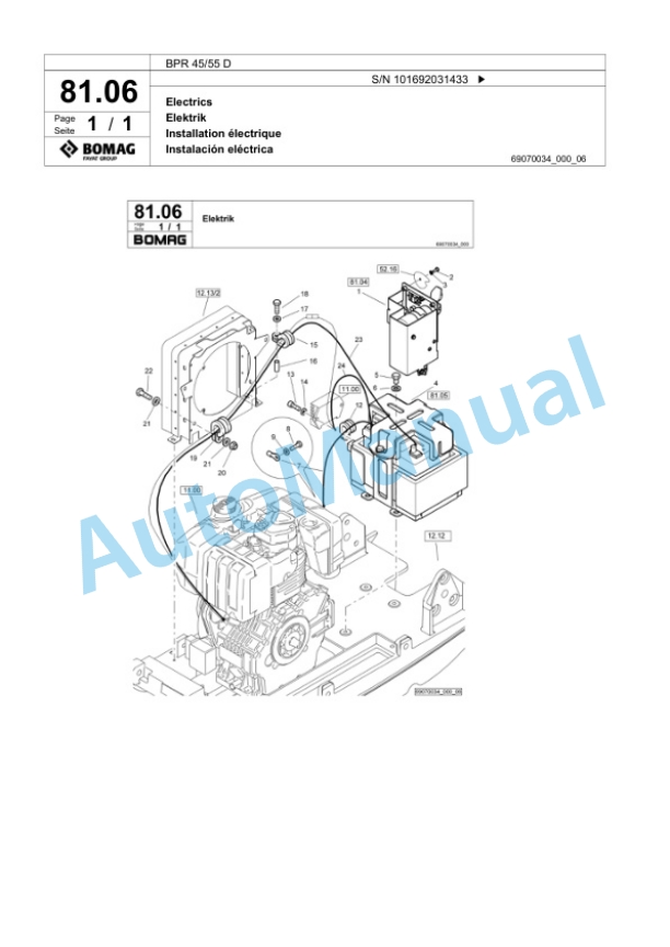 Bomag BPR 45-55 D Vibratory Plate Compactor Spare Parts Catalogue 00817981 5 Bomag BPR 45-55 D Vibratory Plate Compactor Spare Parts Catalogue 00817981-5