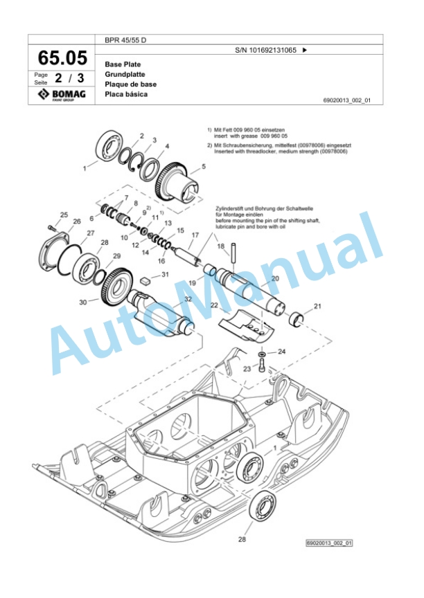 Bomag BPR 45-55 D Vibratory Plate Compactor Spare Parts Catalogue 00818491 4 Bomag BPR 45-55 D Vibratory Plate Compactor Spare Parts Catalogue 00818491-4