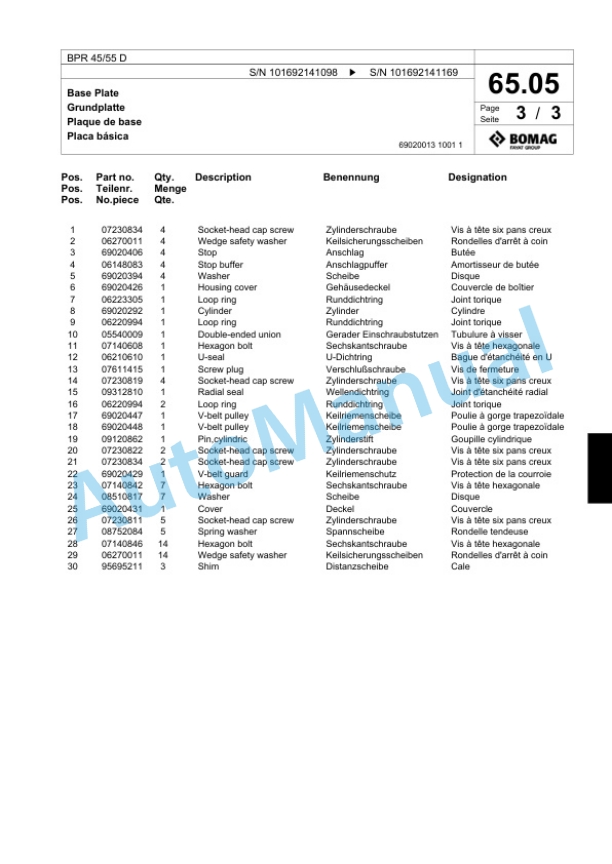 Bomag BPR 45-55 D Vibratory Plate Compactor Spare Parts Catalogue 00818493 3 Bomag BPR 45-55 D Vibratory Plate Compactor Spare Parts Catalogue 00818493-3