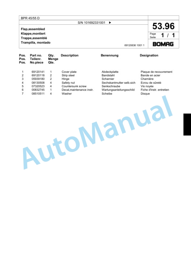 Bomag BPR 45-55 D Vibratory Plate Compactor Spare Parts Catalogue 00824247 3 Bomag BPR 45-55 D Vibratory Plate Compactor Spare Parts Catalogue 00824247-3