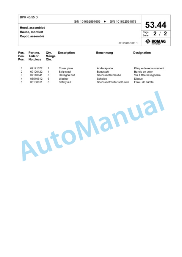 Bomag BPR 45-55 D Vibratory Plate Compactor Spare Parts Catalogue 00824321 2 Bomag BPR 45-55 D Vibratory Plate Compactor Spare Parts Catalogue 00824321-2