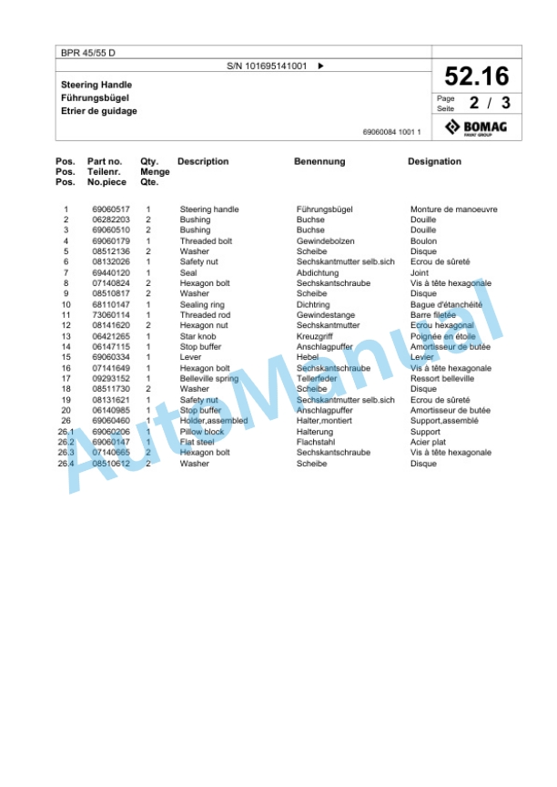 Bomag BPR 45-55 D Vibratory Plate Compactor Spare Parts Catalogue 00825535 2 Bomag BPR 45-55 D Vibratory Plate Compactor Spare Parts Catalogue 00825535-2