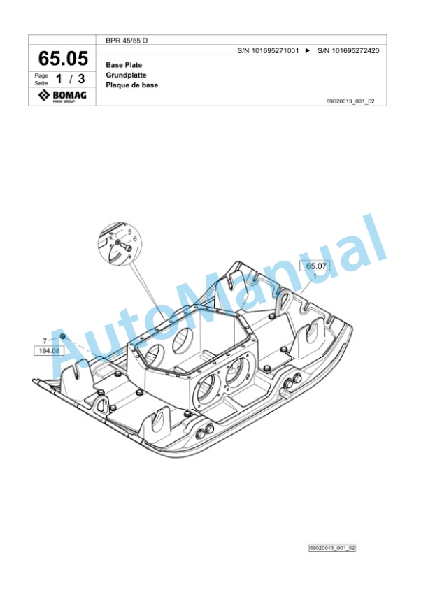 Bomag BPR 45-55 D Vibratory Plate Compactor Spare Parts Catalogue 00825803 2 Bomag BPR 45-55 D Vibratory Plate Compactor Spare Parts Catalogue 00825803-2