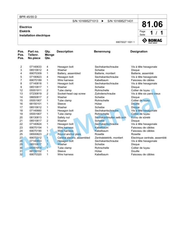 Bomag BPR 45-55 D Vibratory Plate Compactor Spare Parts Catalogue 00825803 3 Bomag BPR 45-55 D Vibratory Plate Compactor Spare Parts Catalogue 00825803-3