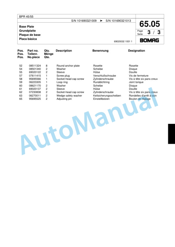 Bomag BPR 45-55 Vibratory Plate Compactor Spare Parts Catalogue 00817919 4 Bomag BPR 45-55 Vibratory Plate Compactor Spare Parts Catalogue 00817919-4