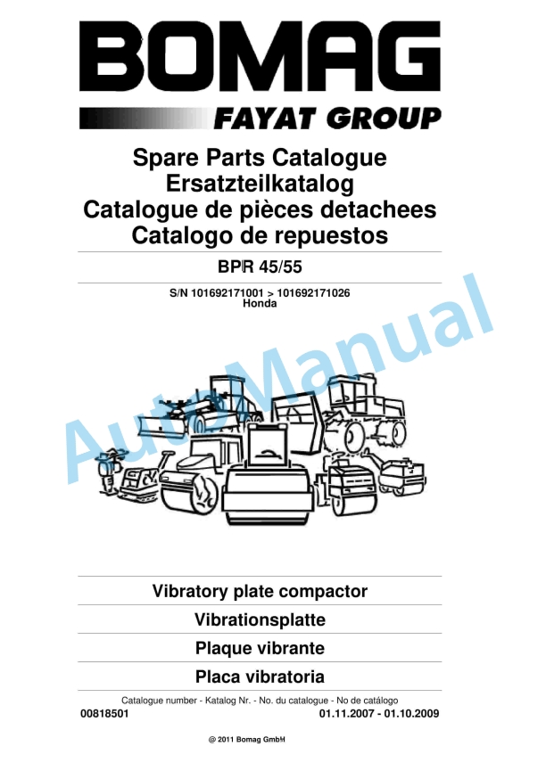 Bomag BPR 45-55 Vibratory Plate Compactor Spare Parts Catalogue 00818501 1 Bomag BPR 45-55 Vibratory Plate Compactor Spare Parts Catalogue 00818501