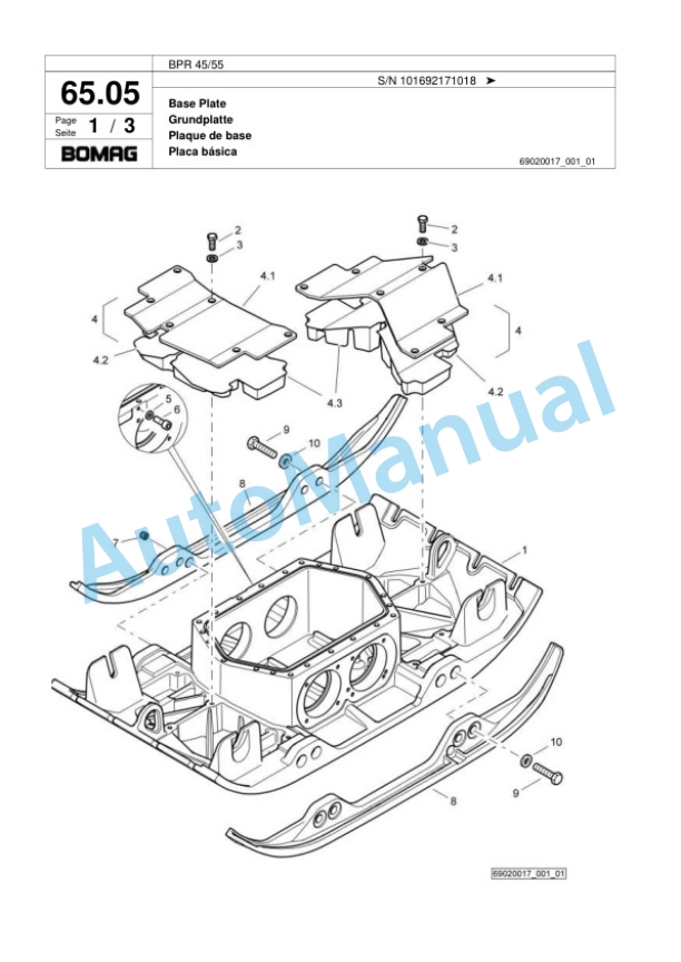 Bomag BPR 45-55 Vibratory Plate Compactor Spare Parts Catalogue 00818501 3 Bomag BPR 45-55 Vibratory Plate Compactor Spare Parts Catalogue 00818501-3