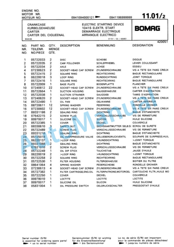 Bomag BPR 50-52 D-2. BPR 55-52 D-2, BPR 60-52 D-2 Vibratory Plate Compactor Spare Parts Catalogue 00811350 2 Bomag BPR 50-52 D-2. BPR 55-52 D-2, BPR 60-52 D-2 Vibratory Plate Compactor Spare Parts Catalogue 00811350-2