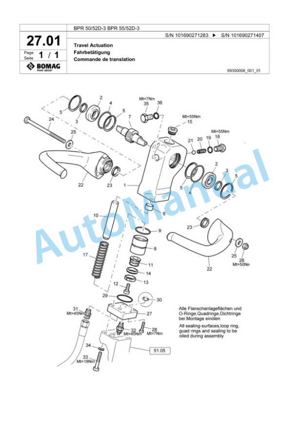 Bomag BPR 50-52D-3, BPR 55-52D-3 Vibratory Plate Compactor Spare Parts Catalogue 00817440 3 Bomag BPR 50-52D-3, BPR 55-52D-3 Vibratory Plate Compactor Spare Parts Catalogue 00817440-3