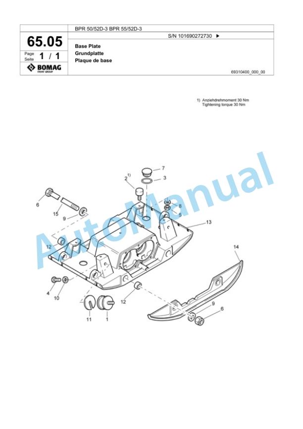 Bomag BPR 50-52D-3, BPR 55-52D-3 Vibratory Plate Compactor Spare Parts Catalogue 00817440 5 Bomag BPR 50-52D-3, BPR 55-52D-3 Vibratory Plate Compactor Spare Parts Catalogue 00817440-5