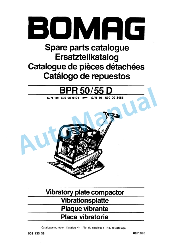 Bomag BPR 50-55 D Vibratory Plate Compactor Spare Parts Catalogue 00813333 1 Bomag BPR 50-55 D Vibratory Plate Compactor Spare Parts Catalogue 00813333