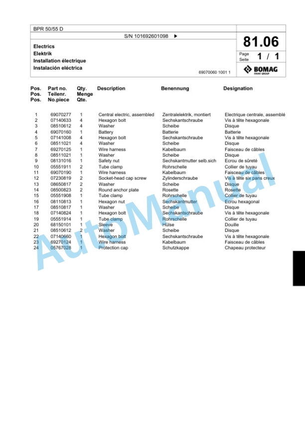 Bomag BPR 50-55 D Vibratory Plate Compactor Spare Parts Catalogue 00824323 4 Bomag BPR 50-55 D Vibratory Plate Compactor Spare Parts Catalogue 00824323-4