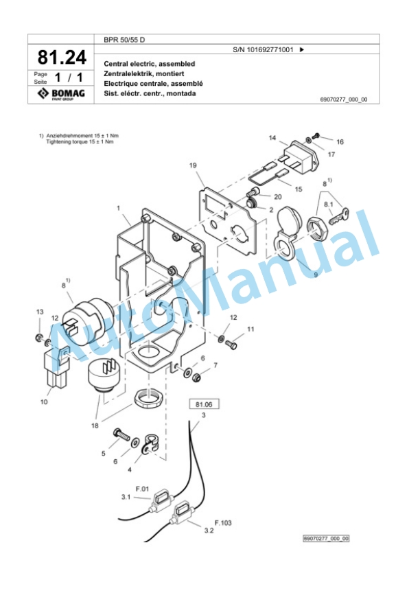 Bomag BPR 50-55 D Vibratory Plate Compactor Spare Parts Catalogue 00824381 5 Bomag BPR 50-55 D Vibratory Plate Compactor Spare Parts Catalogue 00824381-5