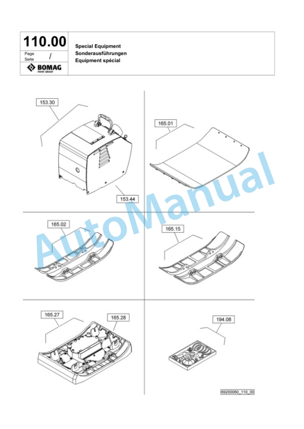 Bomag BPR 50-55 D Vibratory Plate Compactor Spare Parts Catalogue 00824775-5
