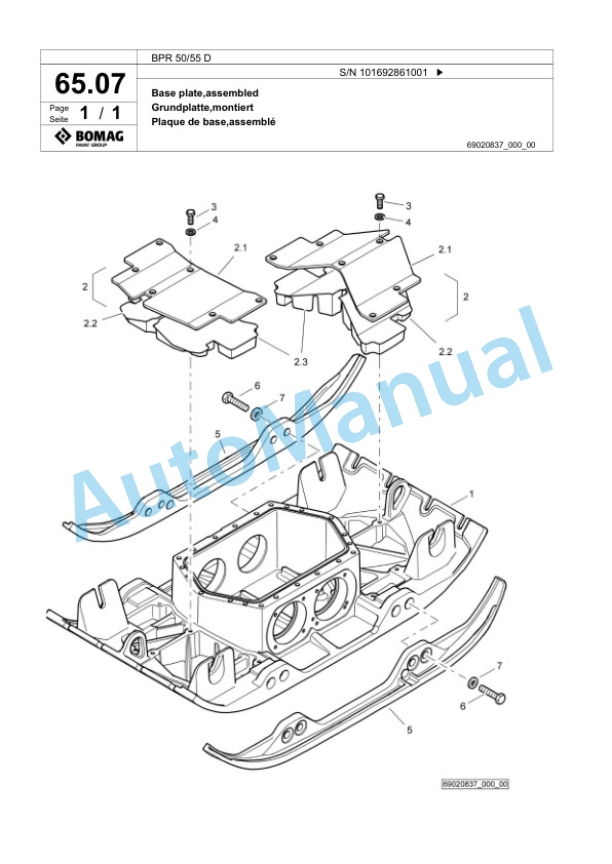 Bomag BPR 50-55 D Vibratory Plate Compactor Spare Parts Catalogue 00825011 3 Bomag BPR 50-55 D Vibratory Plate Compactor Spare Parts Catalogue 00825011-3