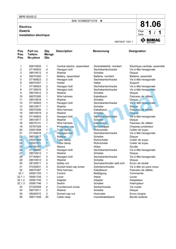 Bomag BPR 50-55 D Vibratory Plate Compactor Spare Parts Catalogue 00826335 3 Bomag BPR 50-55 D Vibratory Plate Compactor Spare Parts Catalogue 00826335-3