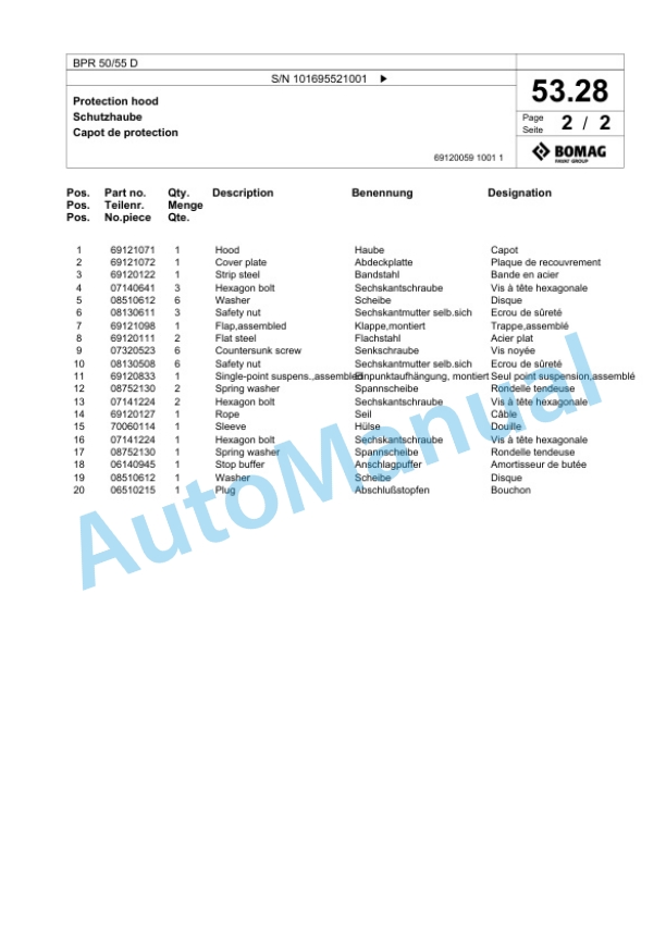 Bomag BPR 50-55 D Vibratory Plate Compactor Spare Parts Catalogue 00826477 2 Bomag BPR 50-55 D Vibratory Plate Compactor Spare Parts Catalogue 00826477-2