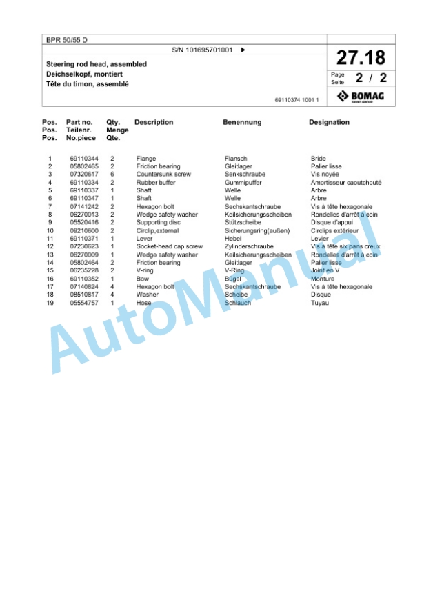 Bomag BPR 50-55 D Vibratory Plate Compactor Spare Parts Catalogue 00826819 2 Bomag BPR 50-55 D Vibratory Plate Compactor Spare Parts Catalogue 00826819-2