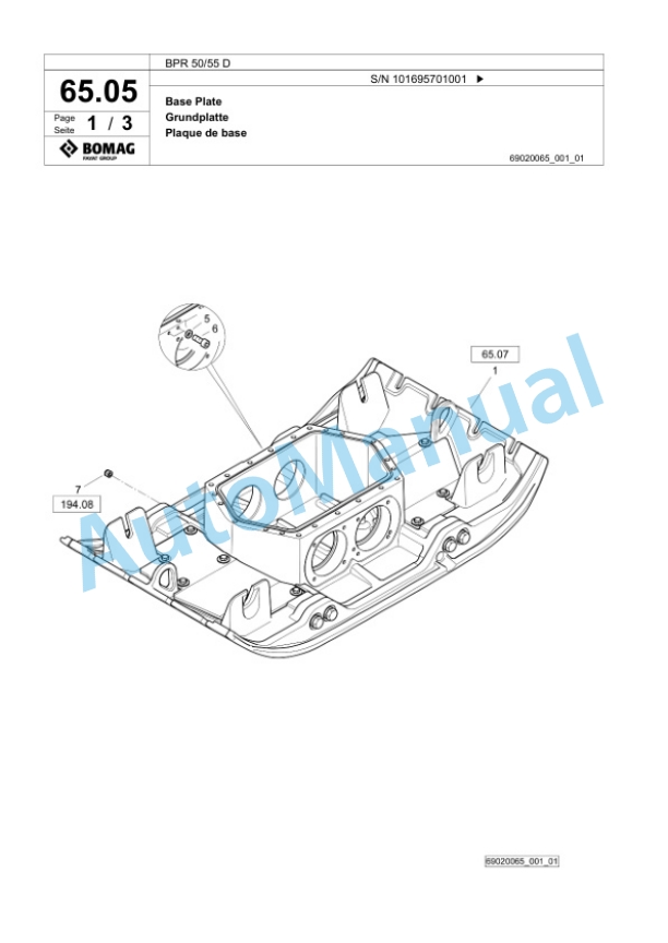 Bomag BPR 50-55 D Vibratory Plate Compactor Spare Parts Catalogue 00826819 3 Bomag BPR 50-55 D Vibratory Plate Compactor Spare Parts Catalogue 00826819-3