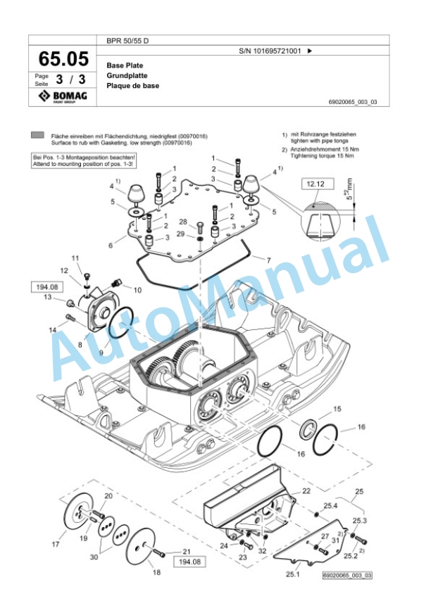 Bomag BPR 50-55 D Vibratory Plate Compactor Spare Parts Catalogue 00826835 3 Bomag BPR 50-55 D Vibratory Plate Compactor Spare Parts Catalogue 00826835-3