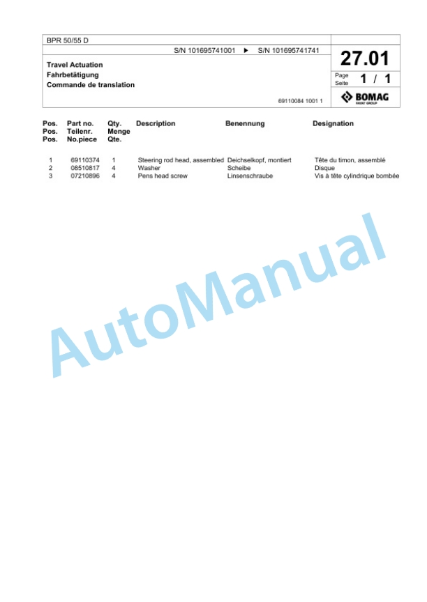 Bomag BPR 50-55 D Vibratory Plate Compactor Spare Parts Catalogue 00826845 2 Bomag BPR 50-55 D Vibratory Plate Compactor Spare Parts Catalogue 00826845-2